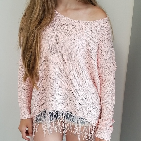 Pink sequin and fringe detailed top - Picture 2 of 4
